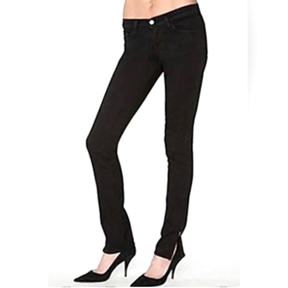 J Brand Denim - J Brand 9612 The Deal Noir Black Moto Pencil Leg Zipper Ankle Skinny Jeans Sz 24